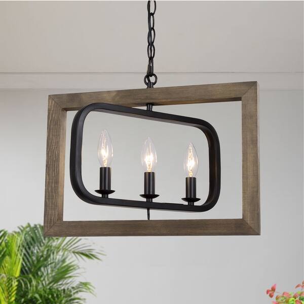 Shop Farmhouse Antique Wood And Black Metal Pendant Lighting 3