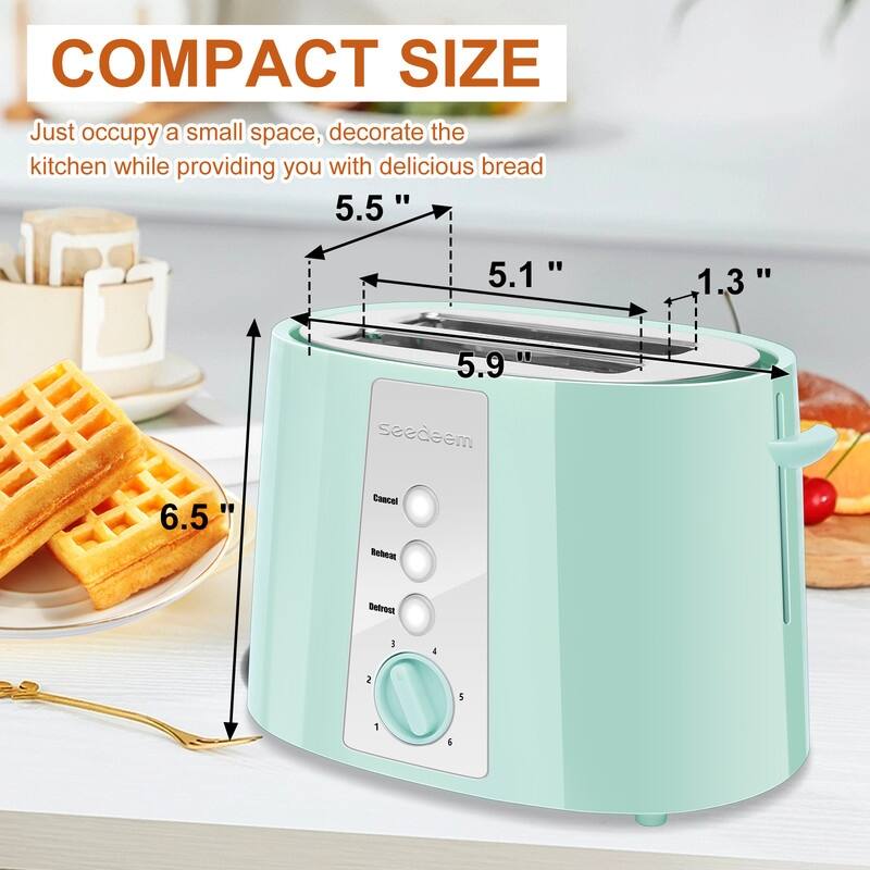 Toaster 2 Slice,6 Shade Settings, Removable Crumb Tray, 750W