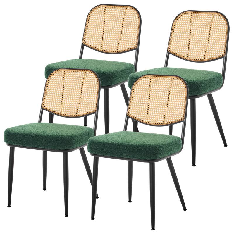 Upholstered Rattan Dining Chairs Set of 2 Side Chair - 33.86"H x 18.9"W x 22.83"D