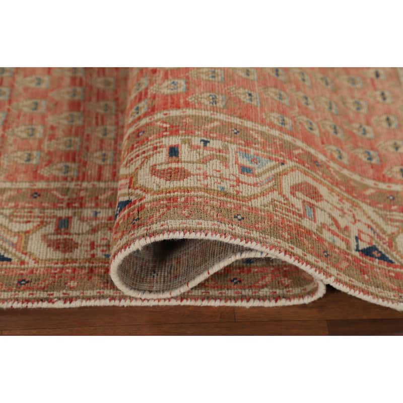 Geometric Botemir Persian Vintage Runner Rug Handmade Wool Carpet - 3'6" x 10'2"
