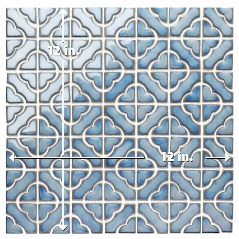 Merola Tile Hudson Tower Marine 12" x 12" Porcelain Mosaic Floor and Wall Tile