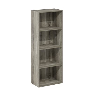 41.7 in. Tall French Oak Grey Wood 4-Shelf Bookcase