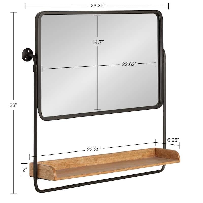 Kate and Laurel Rheeves Mirror with Shelf - 27x7x26