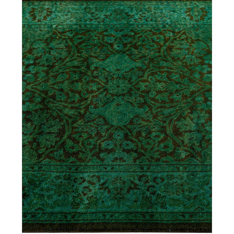 Overdyed One-of-a-Kind Hand-Knotted Area Rug - Green - 2' 7" x 8' 3"