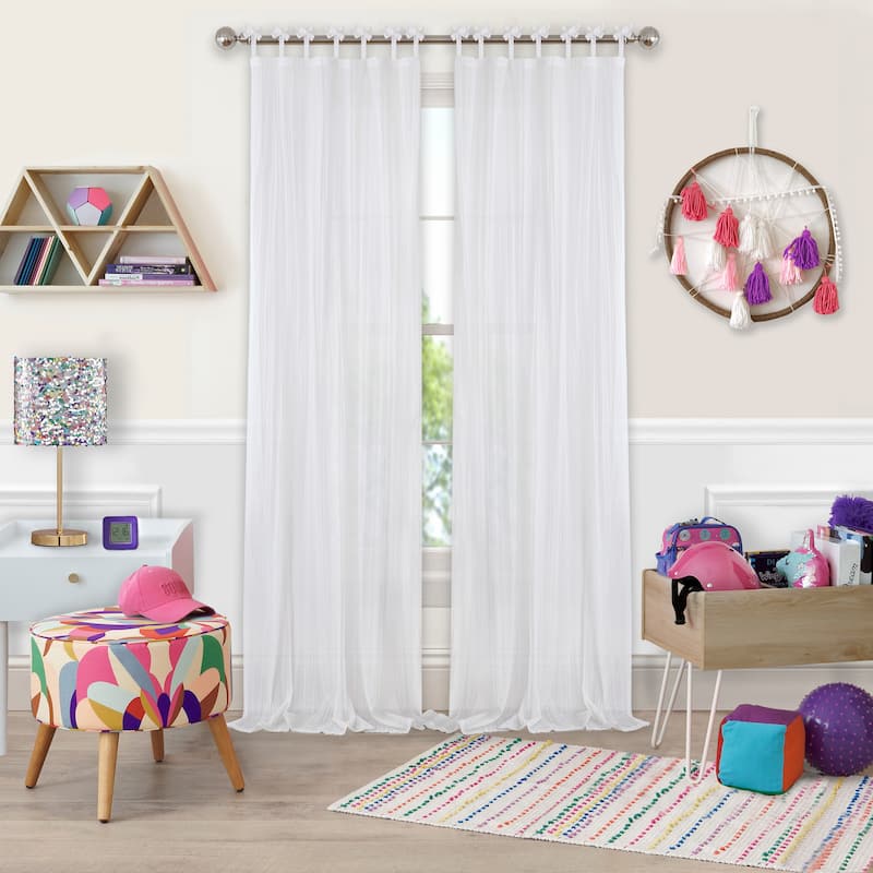 Elrene Greta Kid's Tab Top Sheer Window Curtain Panel