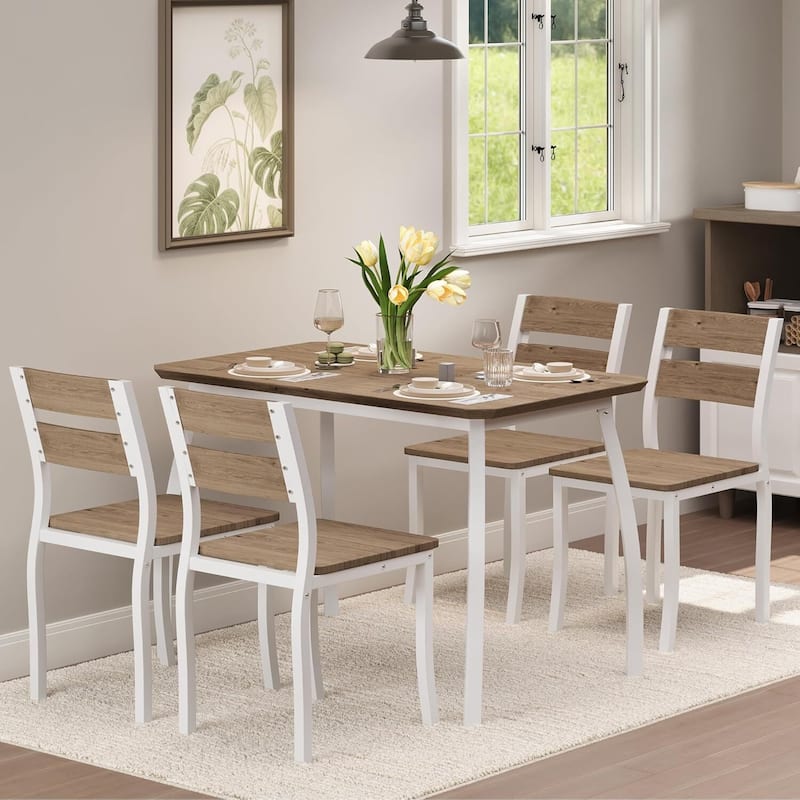 5 Piece Space-Saving Kitchen Dining Table Set for Small Spaces, Apartment