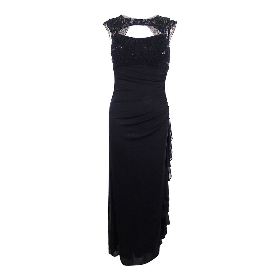 betsy and adam ruched lace sheath dress