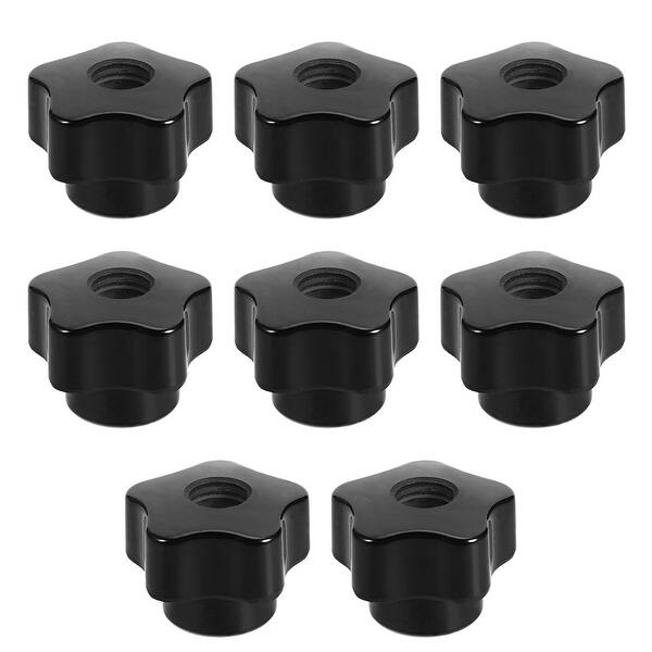 Star Knobs Grip Handle M6 Diameter Brass Insert Female Thread Set of 8 Black Bed Bath