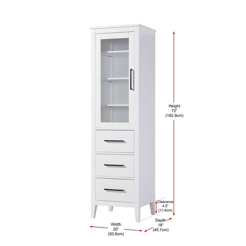 Laura 16-28 Inch Bath Storage Glass Cabinet