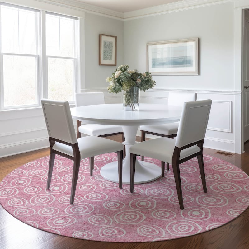 Machine Washable Indoor/ Outdoor Chantille Contemporary Bubbles Rug