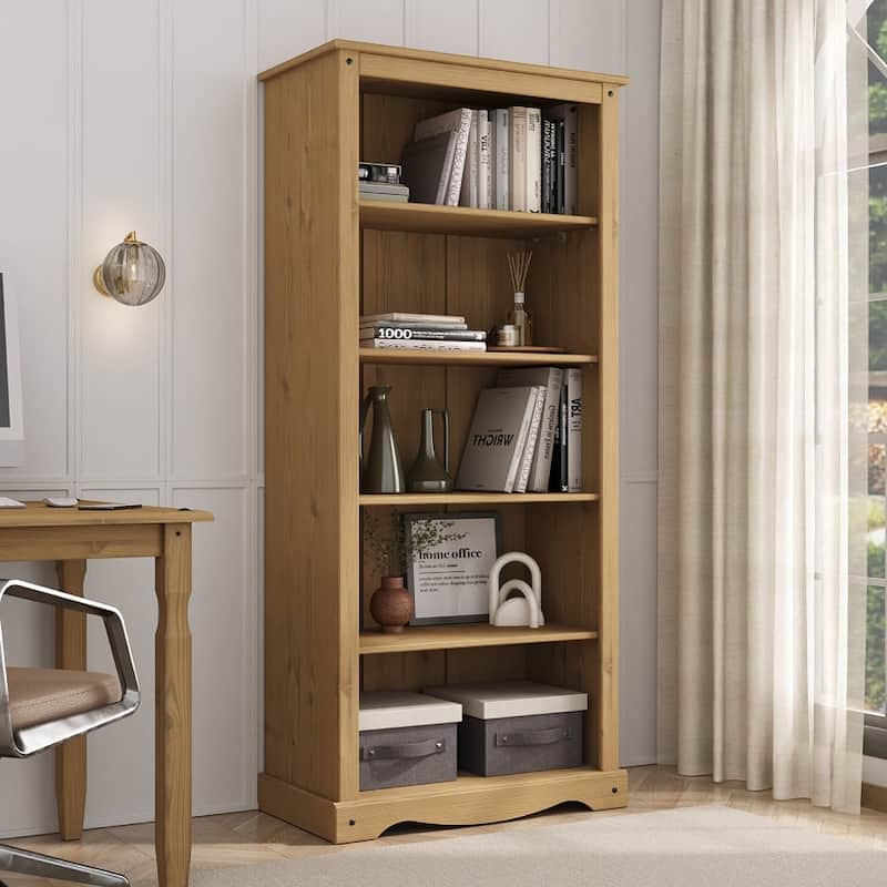 Wood Bookcase 5 Shelf Corona Collection | Furniture Dash
