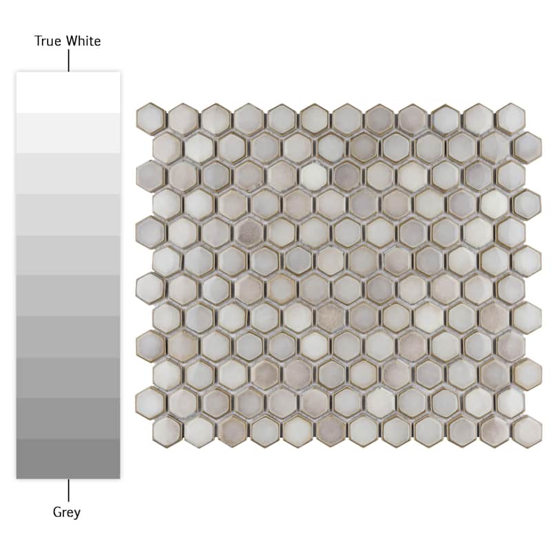 Merola Tile Hudson 1" Hex Dove Grey 11-7/8" x 13-1/4" Porcelain Mosaic Floor and Wall Tile