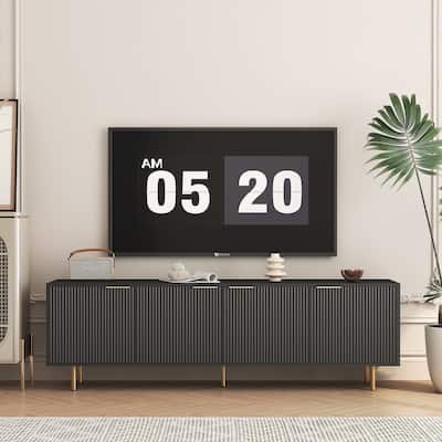 Modern TV Stand Fluted 68" , Entertainment Center with Storage Doors, TV Console Media Cabinet, for 55+ Inch TV, Living Room