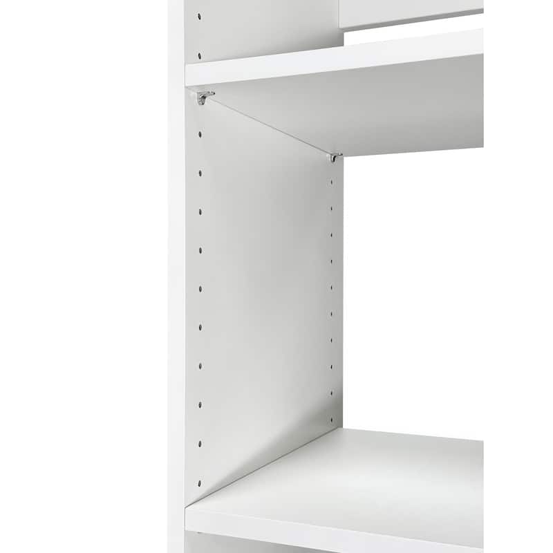 Prosper White Freestanding Walk in Wood Closet System - 125.6"W x 15.7"D x 83" H