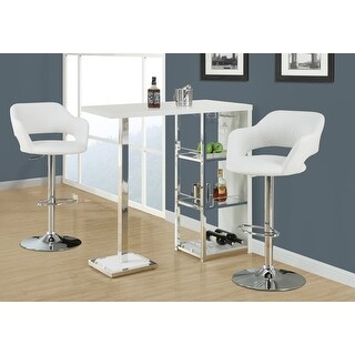 Overstock Monarch 2358 White Chrome Metal Hydraulic Lift Barstool (Adjustable - White - Set of 2)