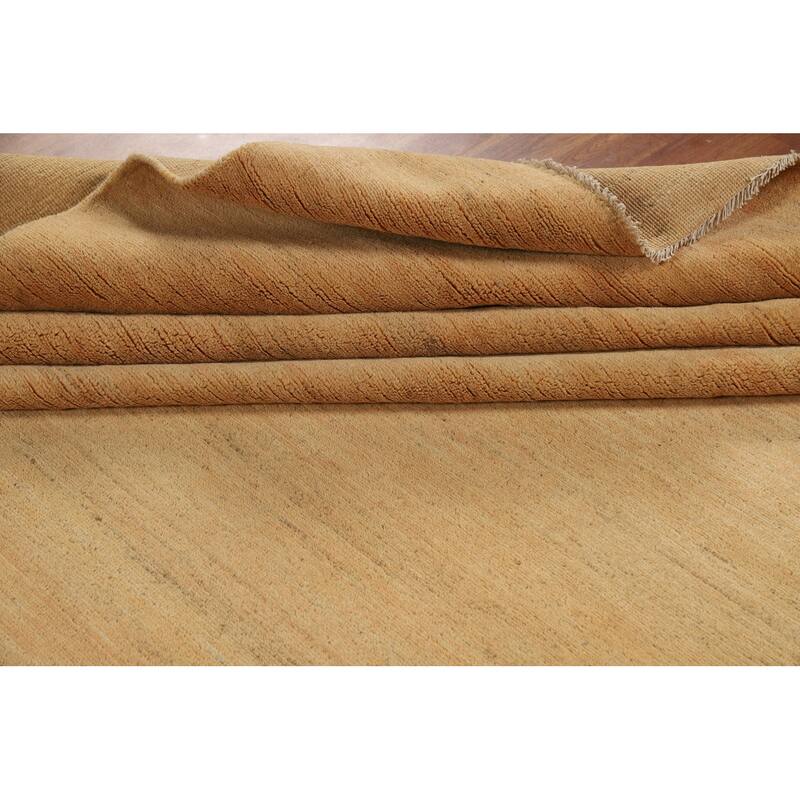 Modern Yellow Gabbeh Oriental Area Rug Handmade Wool Carpet - 8'11"x 13'9"
