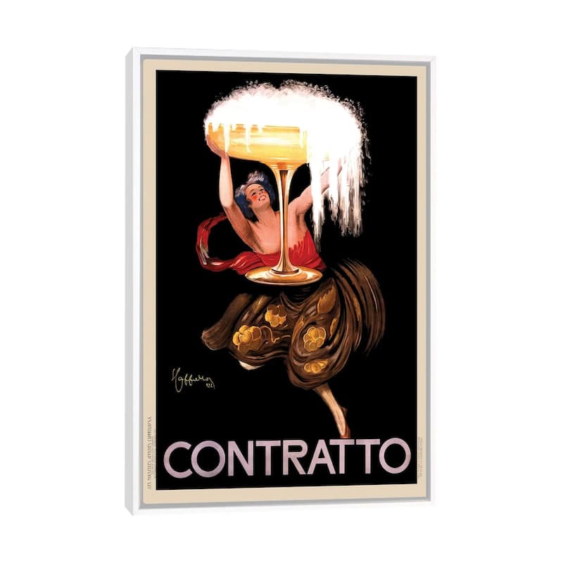 iCanvas "Contratto Alcoholic Beverages Vintage Print" by Top Art Portfolio Framed Canvas Print - White - 26x18