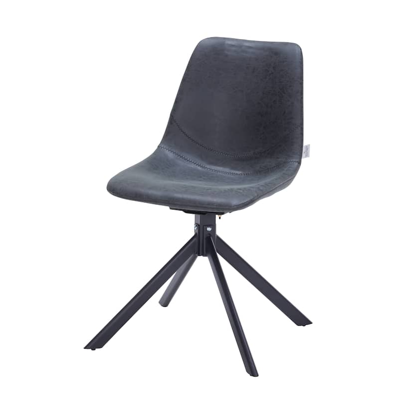 Markley Leather Dining Chair 360 Degree Swivel with Iron legs Modern Accent Side Chair