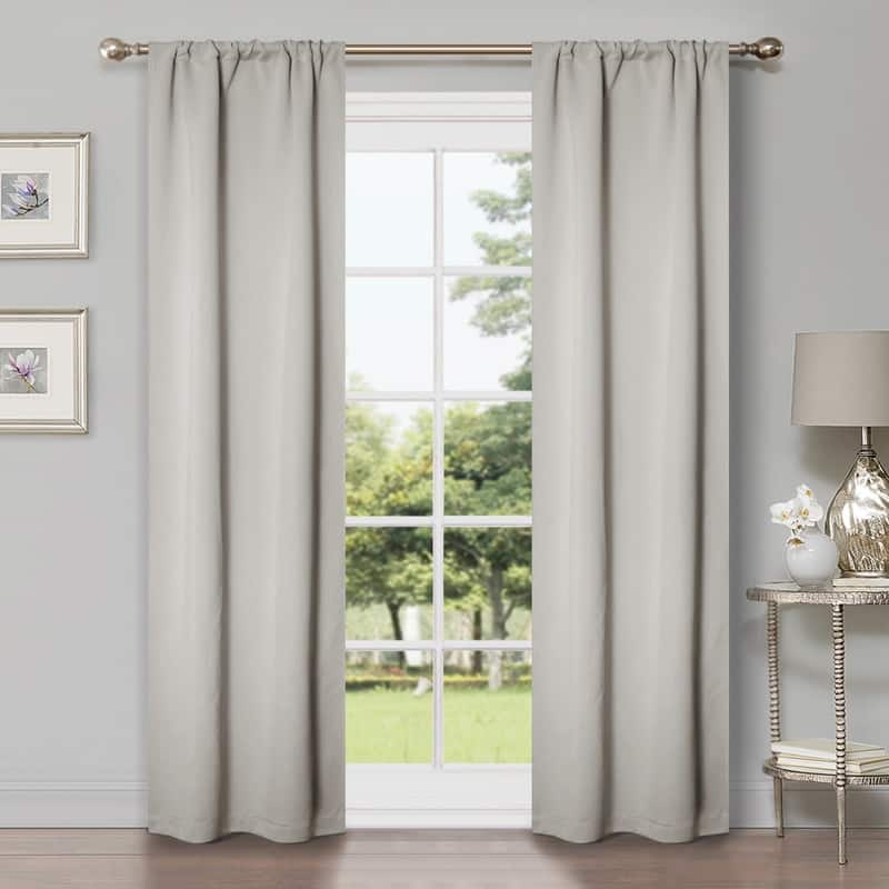 Superior Solid Machine Washable Room Darkening Semi-Blackout Curtains, Set of 2 - 30 "X 84" - Chrome
