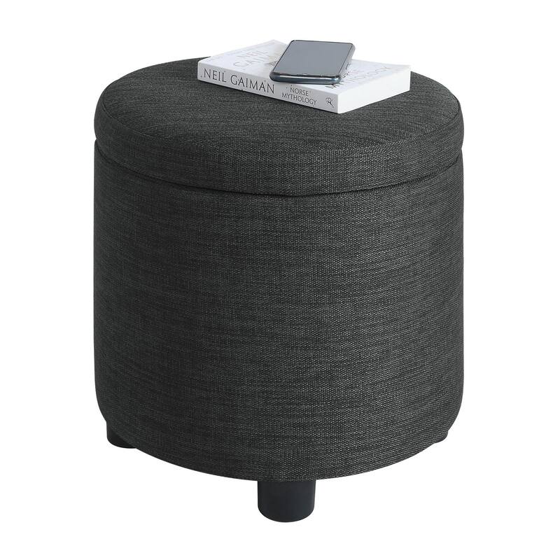 Convenience Concepts Designs4Comfort Round Accent Storage Ottoman with Reversible Tray Lid