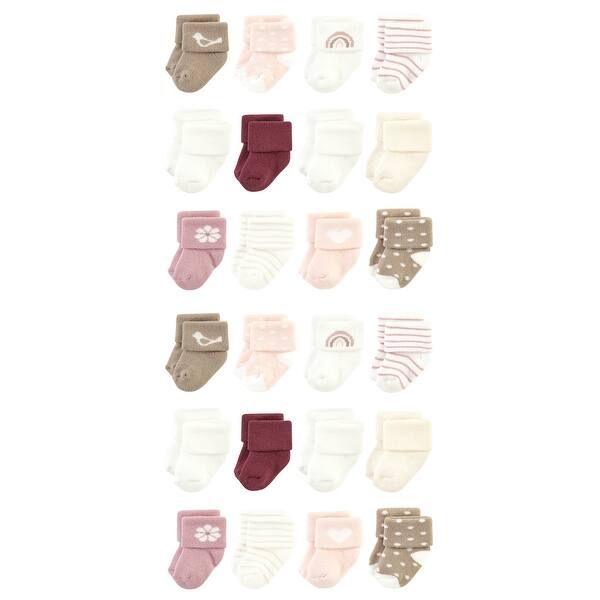 slide 1 of 1, Hudson Baby Cotton Rich Baby Terry Socks 24-Pack, Blush Heart Blush Heart - 0-6 Months