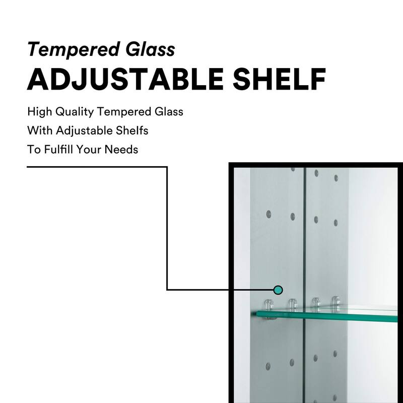 Bathroom Medicine Cabinet, Aluminum, Recessed/Surface Mount, Mirrored Interior w/LED