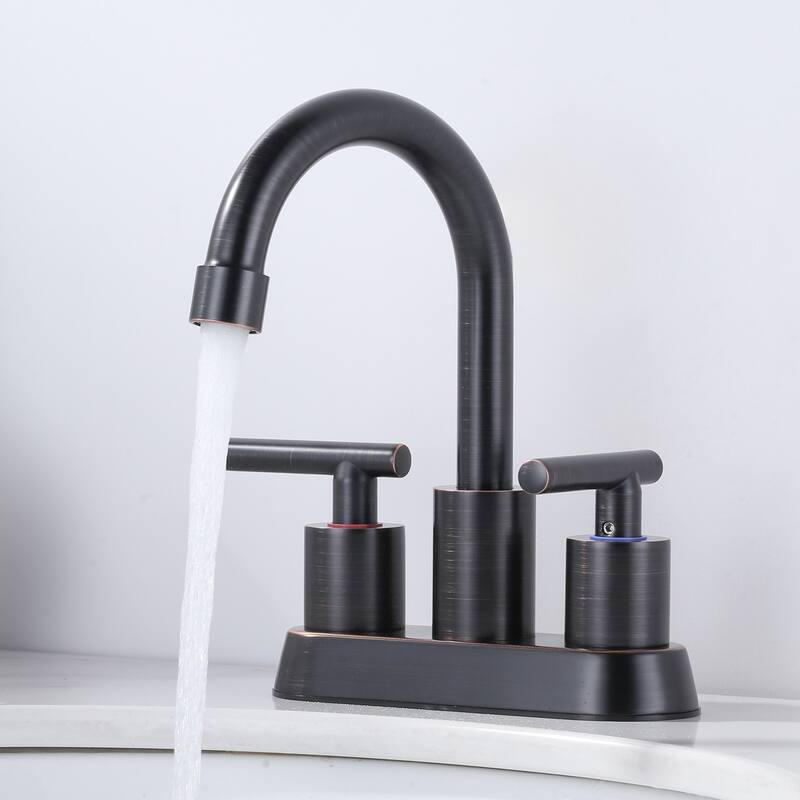 WOWOW 4 in. Centerset Double Handle High Arc Bathroom Faucet