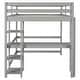 preview thumbnail 6 of 25, Full Loft Bed Pine Kids Bed with Desk Shelves and Ladder, Grey