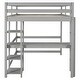 preview thumbnail 6 of 25, Full Loft Bed Pine Kids Bed with Space Storage Bulit-in Desk Shelves and Ladder, Grey