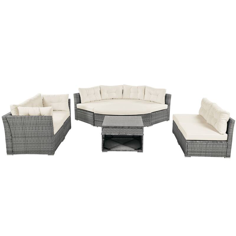 9-Piece Outdoor Patio Sectional Sofa Set with Coffee Table, Free Combination