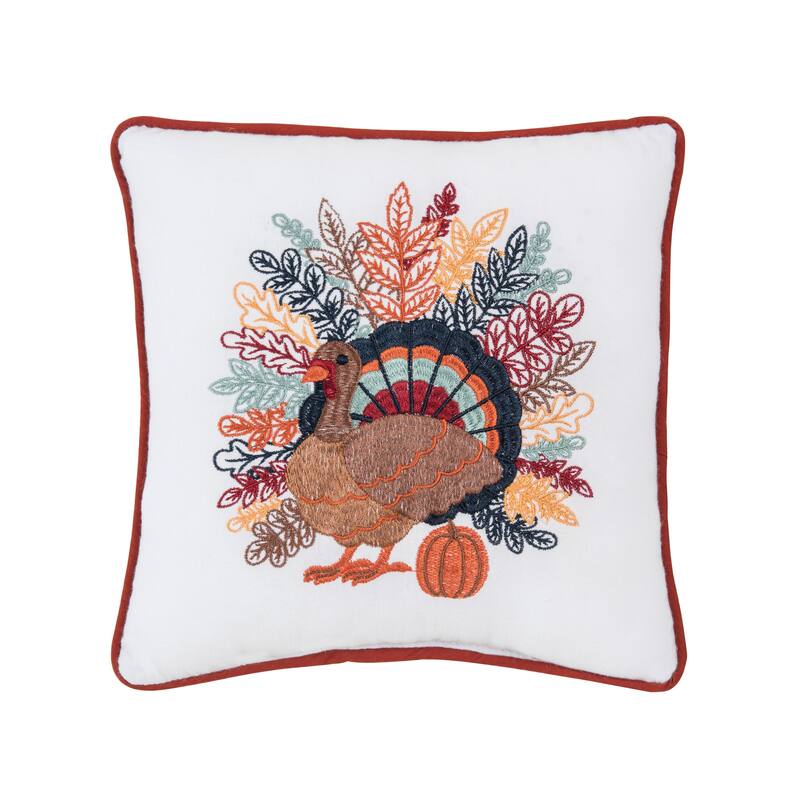 Colorful Harvest Turkey Small Petite Throw Pillow