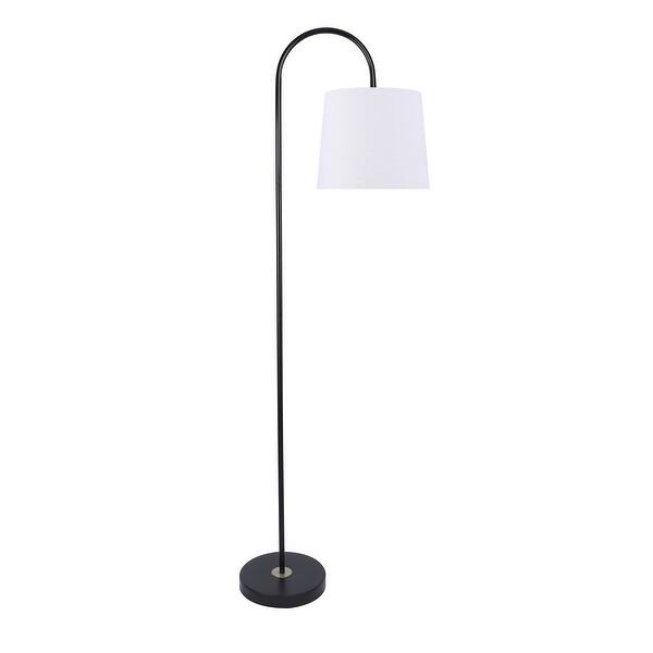 62 Metal Floor Lamp W Slim Line Arched Design Linen Shade Overstock 32682602 Brushed Nickel