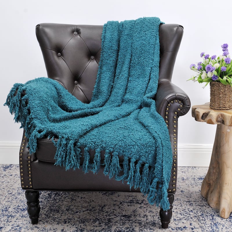 Fluffy Woven Throw - 50" x 60" - Dark Teal