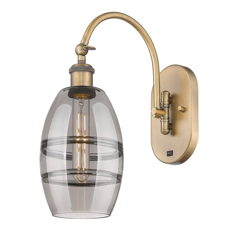 Innovations Lighting 518-1W-12-6 Vaz Sconce Vaz 12" Tall Wall Sconce - Brushed Brass / Smoked