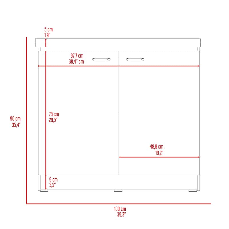 Oklahoma Utility Sink, Double Door Cabinet, Stainless Steel Countertop