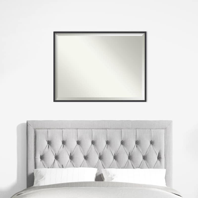 Stylish Black Narrow Beveled Wood Framed Wall Mirror - Stylish Black Narrow