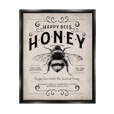 Stupell Honey Bee Rustic Farm Textured Word Design Floater Frame - Beige