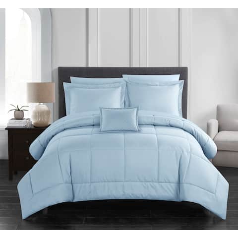 Chic Home Jorin 8 Piece Bed In A Bag Solid Color Comforter Set Blue