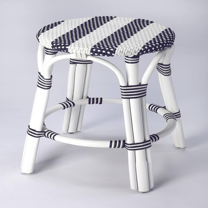 Rattan Backless Counter Height Bar Stool with Footrest, Water-Resistant