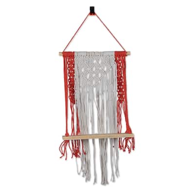 Novica Handmade Audacious Swing Cotton Macrame Hanging Shelf