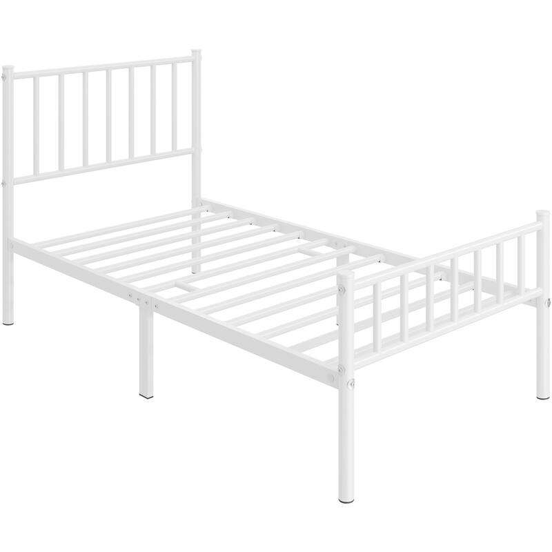 Yaheetech Minimalist Metal Platform Bed Frame with Spindle Headboard and Footboard