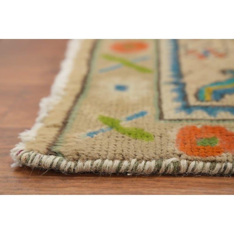 Hand Knotted Oriental 100% Wool Carpet Traditional Floral Oranges & Rust Tabriz Area Rug - 12' 7'' X 9' 6''