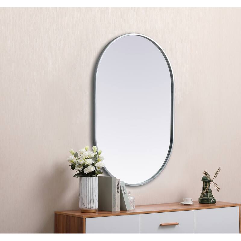 Indigo Home Metal Frame Oval Mirror 24x36 Inch