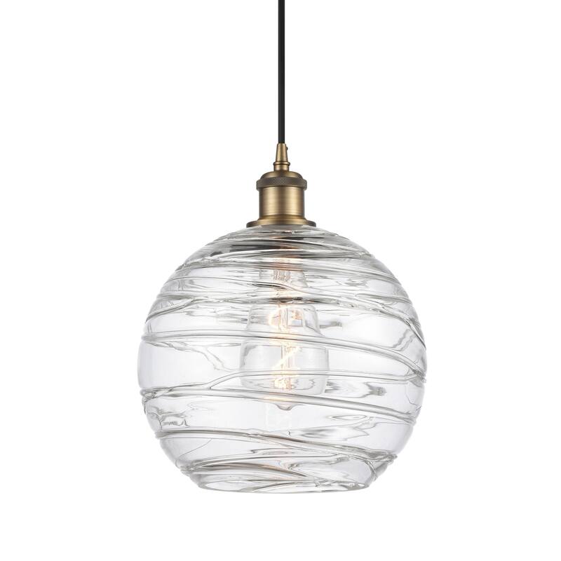 Innovations Lighting 516-1P-13-10 Athens Pendant Athens 10" Wide - Clear Deco Swirl / Brushed Brass