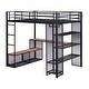 preview thumbnail 5 of 9, Space-Saving Metal Full Size Loft Bed with Storage Wardrobe and Desk and Shleves,Kids and Baby