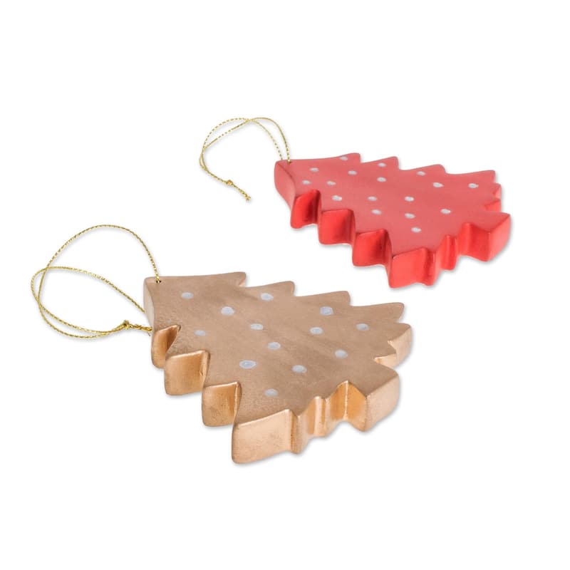 Novica Handmade Christmas Tree Color Wood Ornaments (Set Of 4)