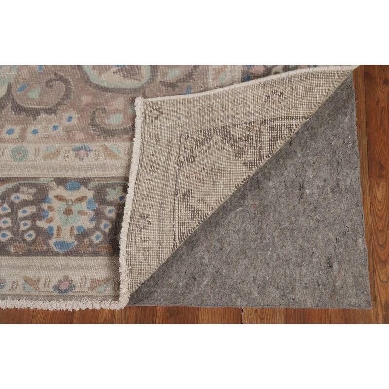 Floral Tabriz Persian Rug Hand-Knotted Traditional Beige Wool Carpet - 6'8"x 10'0"
