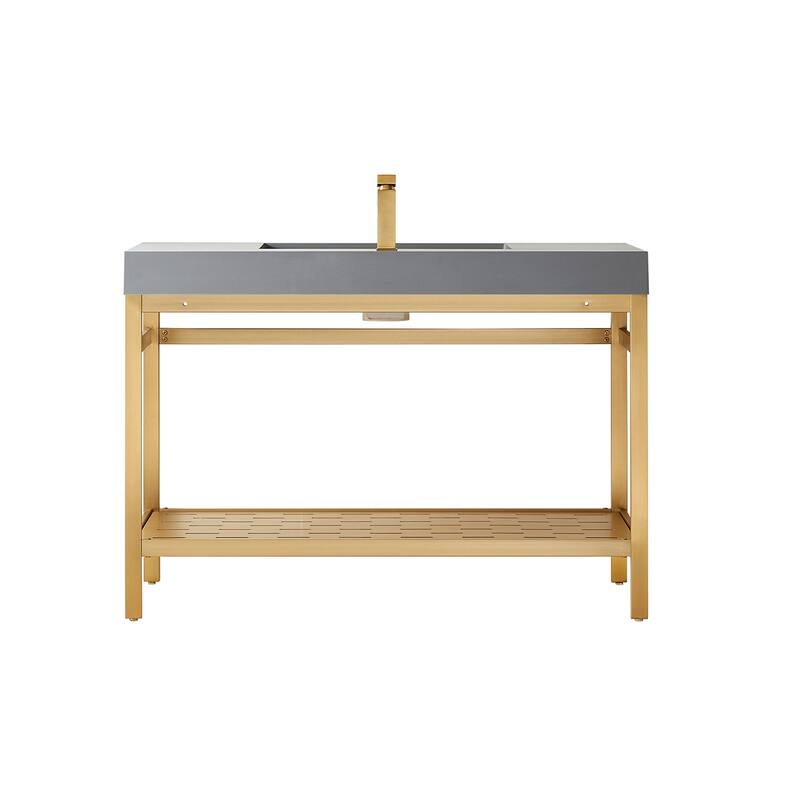 Ablitas 48" Single Vanity in Metal with Stone Sink Top