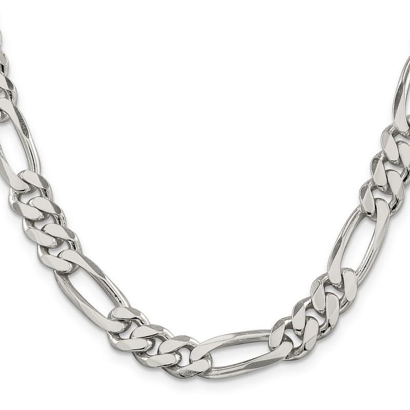 Curata 925 Sterling Silver Solid Polished 9mm Figaro Chain Anklet 9 Inch Lobster Claw
