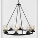 preview thumbnail 4 of 20, Athos Ring Iron/Seeded Glass Bohemian Cottae LED Chandelier, Oil Rubbed Bronze by JONATHAN Y